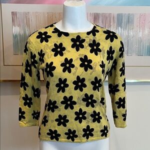 Joseph A. silk blend dramatic floral sweater M-L